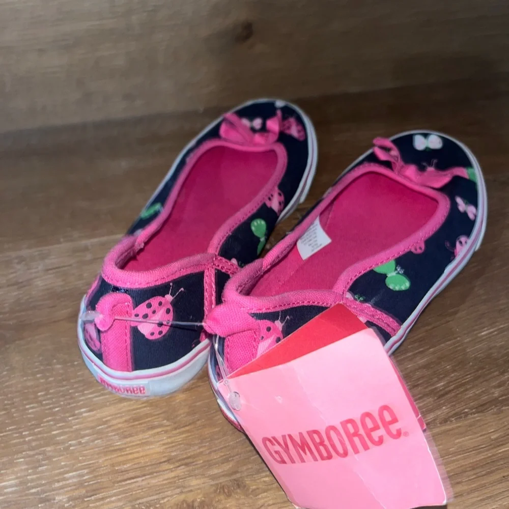 Gymboree NWT Ladybug navy pink Sneakers tennis shoe flat 2 - Picture 3 of 4